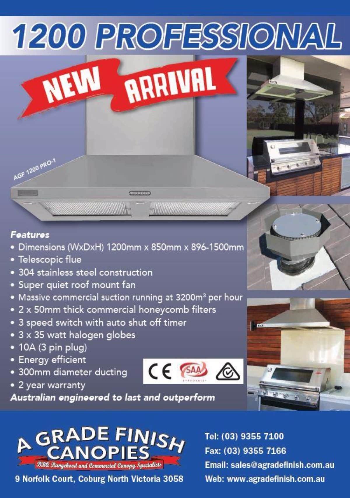 A Grade Finish Canopies 1200 Professional Outdoor BBQ Rangehood - Image 6