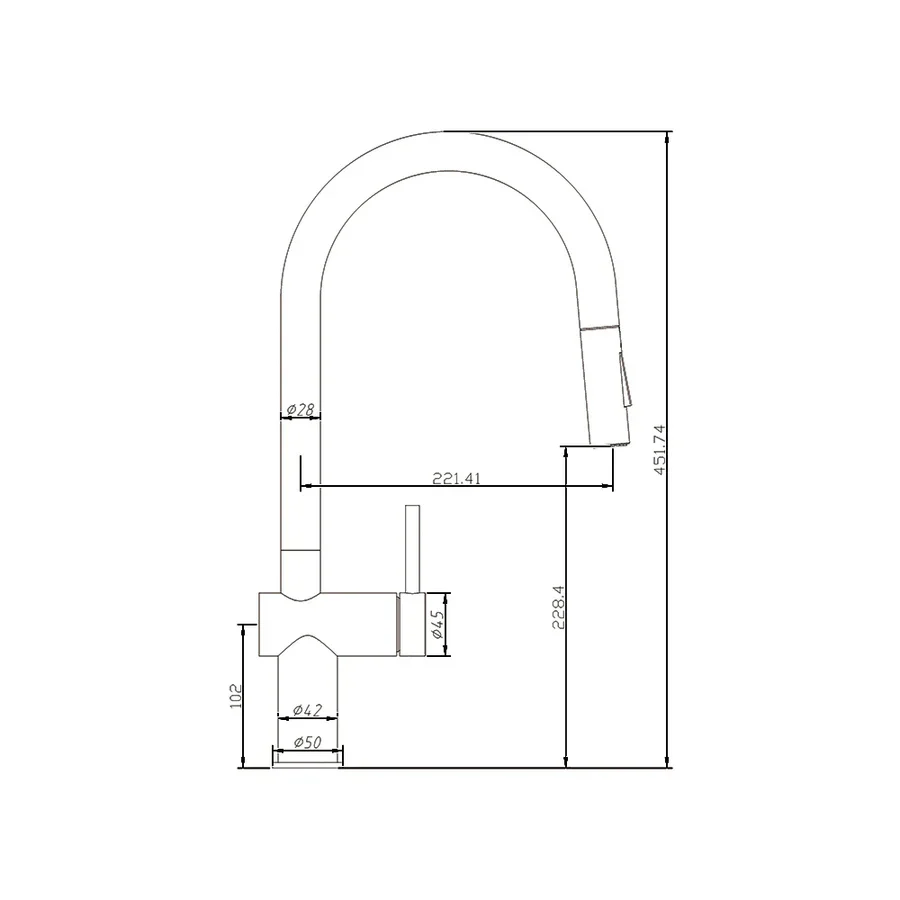 Amoza Pull Out Sink Mixer 304 Stainless Steel - Image 2