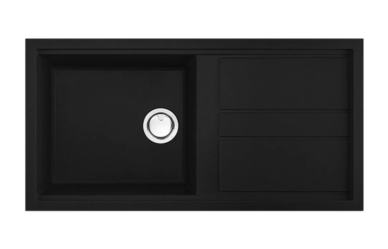 Artusi Black Granitek Sink with Drainer 100cm x 51cm