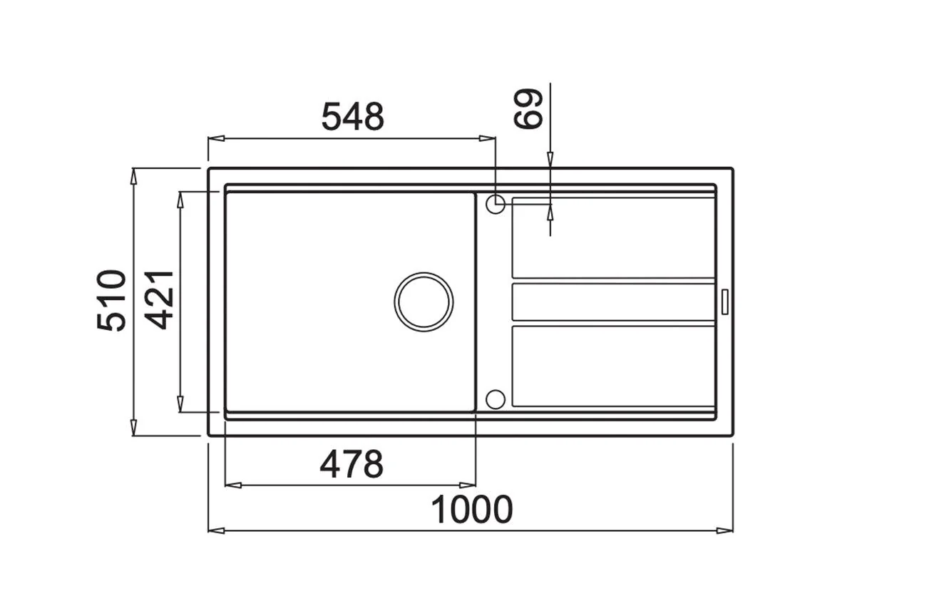 Artusi Black Granitek Sink with Drainer 100cm x 51cm - Image 2
