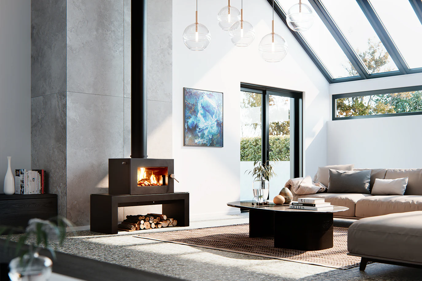 Blaze 605 Wood Heater with Coffee Table Base - Image 4