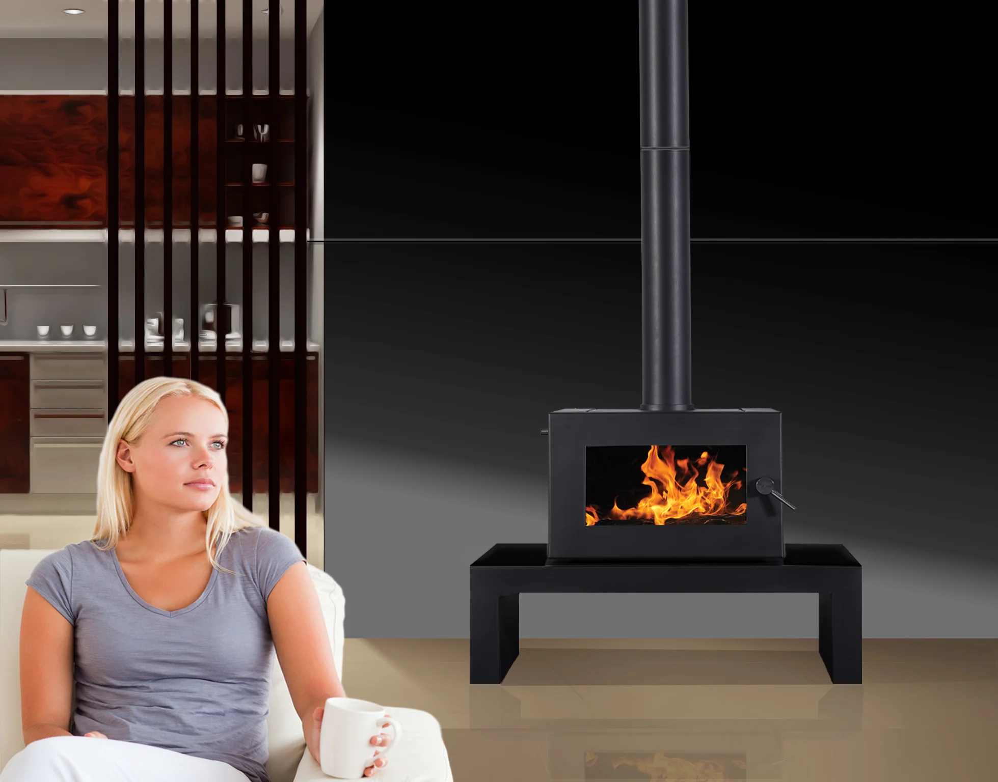 Blaze 905 Wood Fire with Coffee Table Base - Image 5