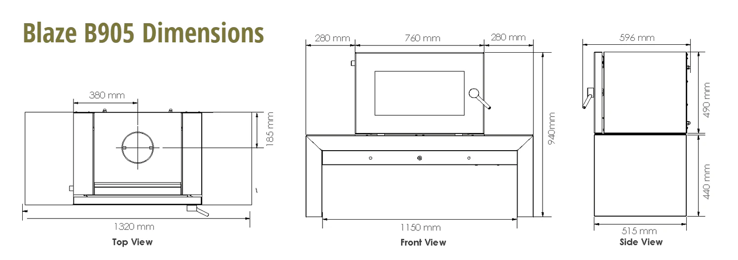 Blaze 905 Wood Fire with Coffee Table Base - Image 6