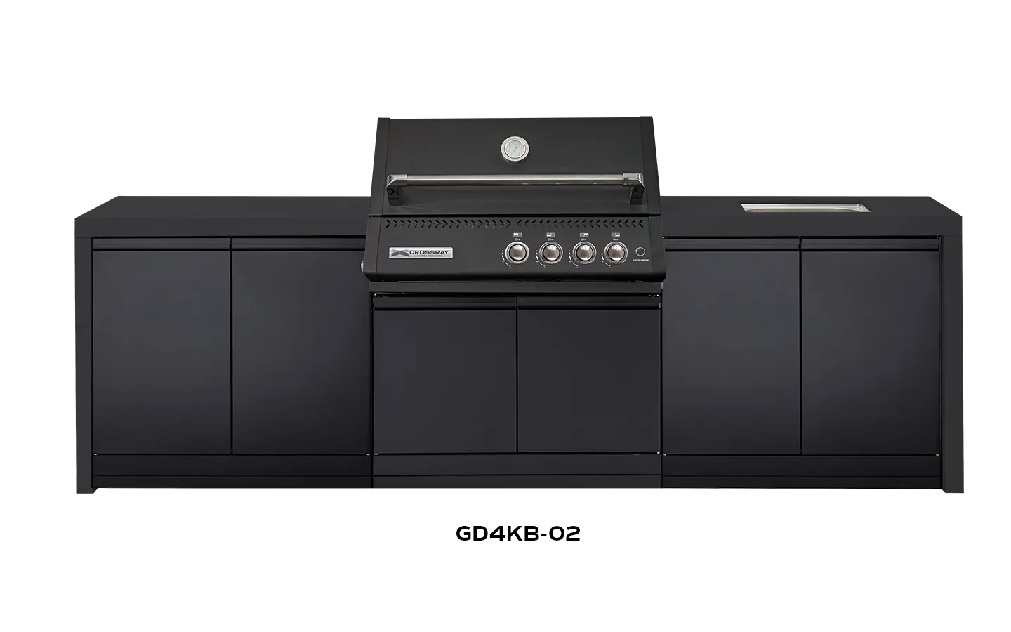 Crossray Premium Xplor Black Outdoor Kitchen with Black 4 Burner BBQ - Image 3