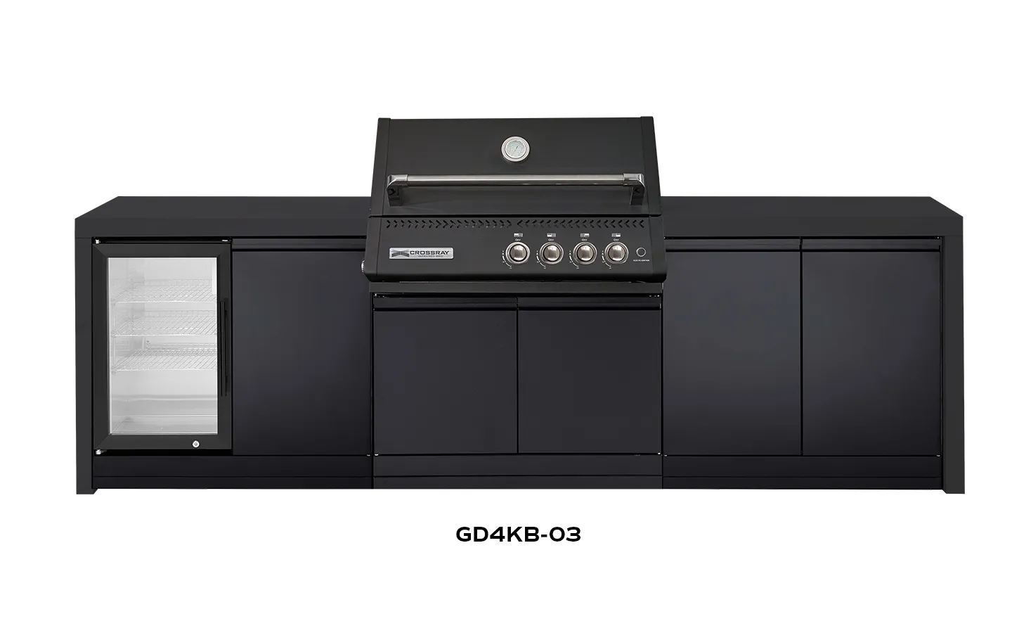 Crossray Premium Xplor Black Outdoor Kitchen with Black 4 Burner BBQ - Image 4