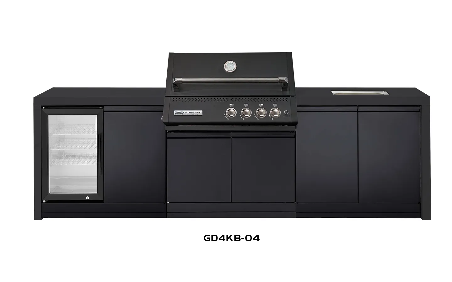 Crossray Premium Xplor Black Outdoor Kitchen with Black 4 Burner BBQ - Image 5