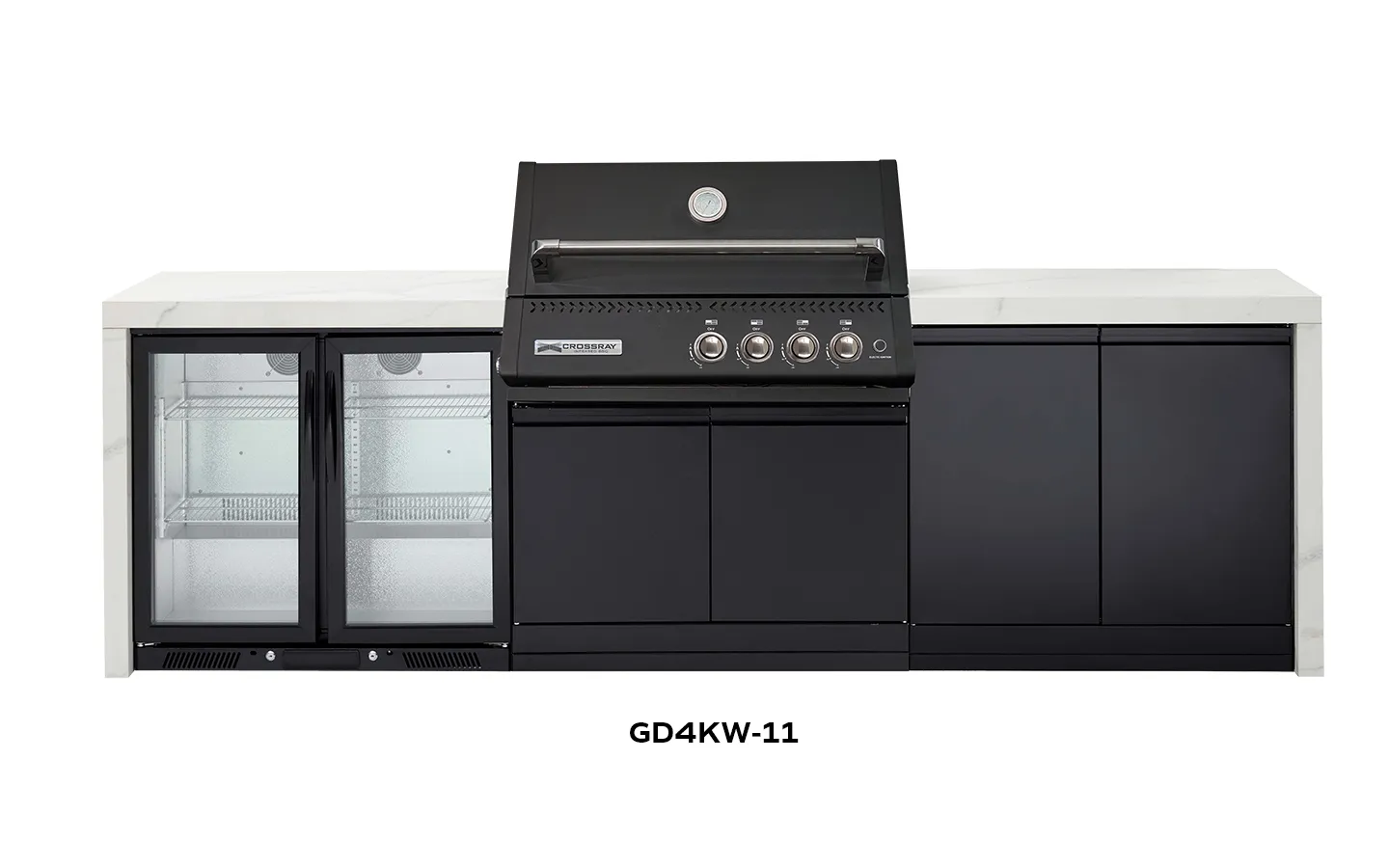 Crossray Premium Xplor White Outdoor Kitchen with Black 4 Burner BBQ - Image 2