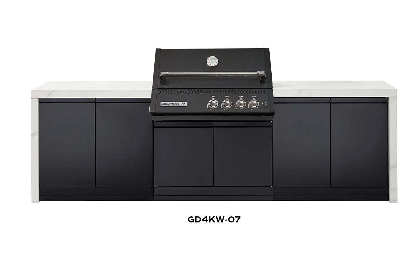 Crossray Premium Xplor White Outdoor Kitchen with Black 4 Burner BBQ - Image 3