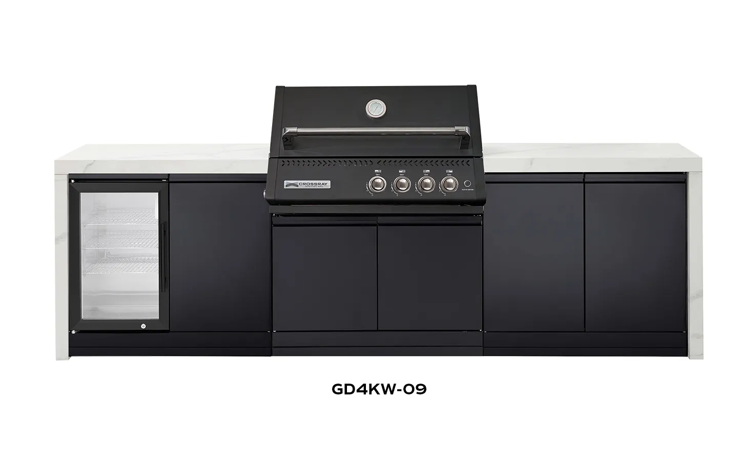 Crossray Premium Xplor White Outdoor Kitchen with Black 4 Burner BBQ - Image 4