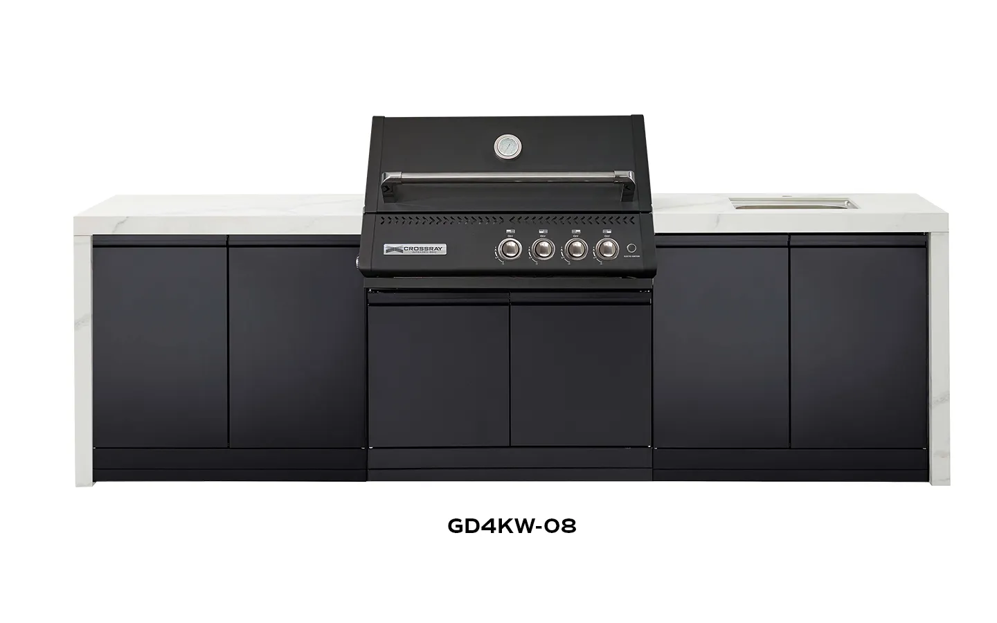 Crossray Premium Xplor White Outdoor Kitchen with Black 4 Burner BBQ - Image 5