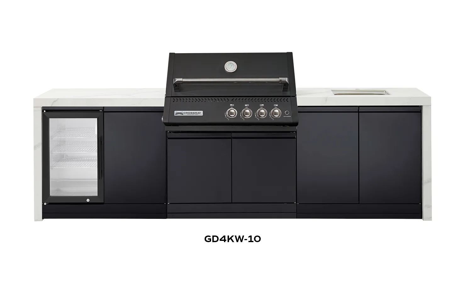 Crossray Premium Xplor White Outdoor Kitchen with Black 4 Burner BBQ - Image 6