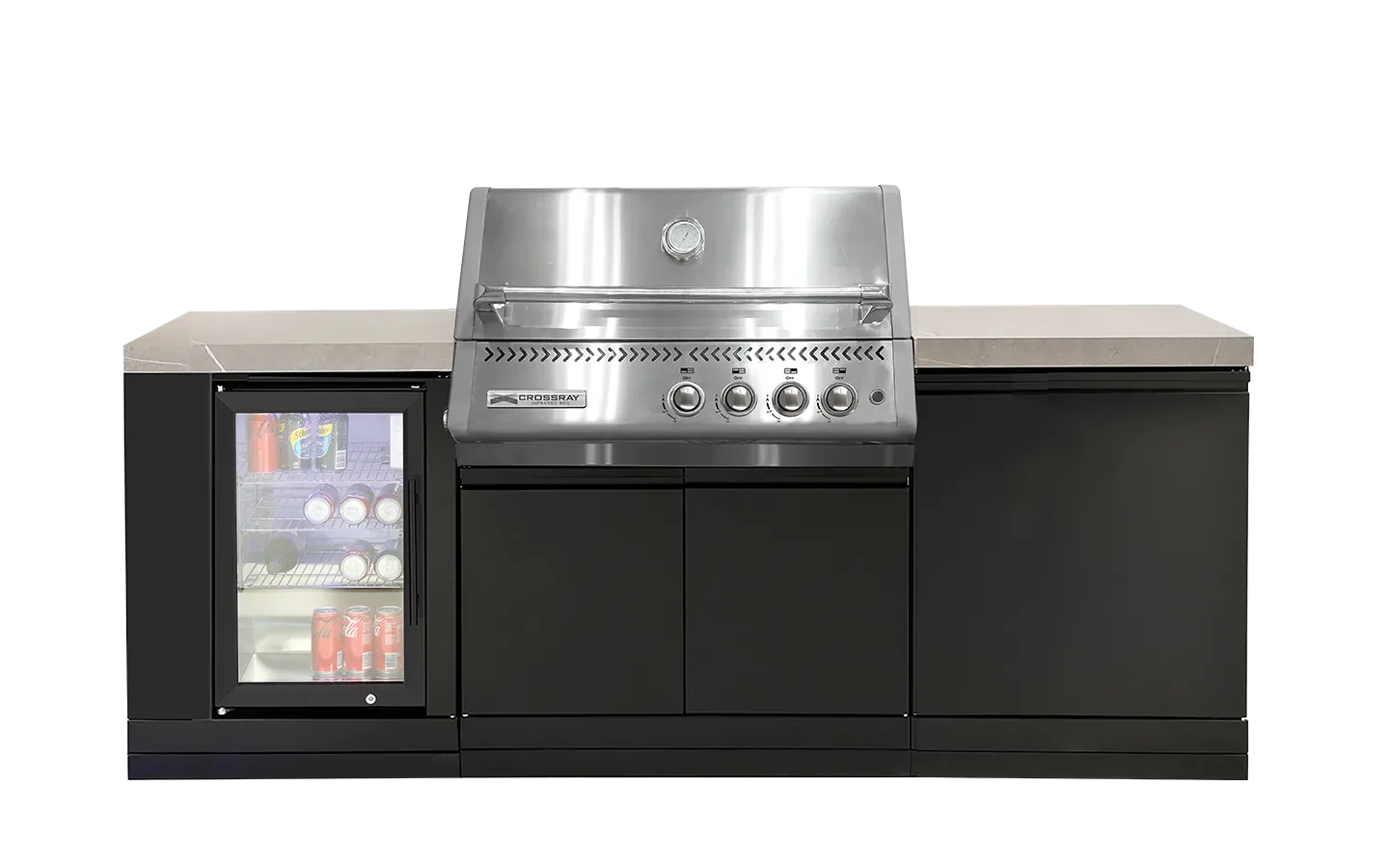 Crossray Xplor Compact Grey Outdoor Kitchen with Black 4 Burner BBQ - Image 2