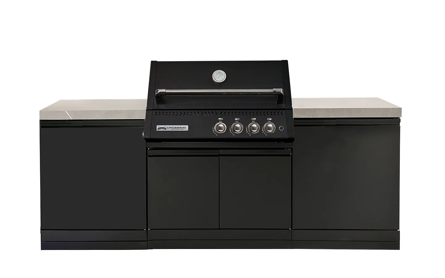Crossray Xplor Compact Grey Outdoor Kitchen with Black 4 Burner BBQ - Image 3