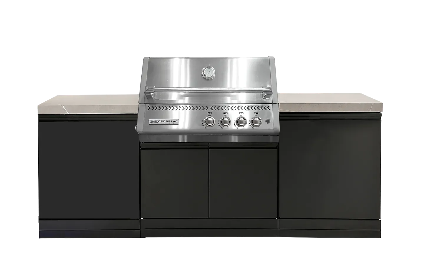 Crossray Xplor Compact Grey Outdoor Kitchen with Black 4 Burner BBQ - Image 4