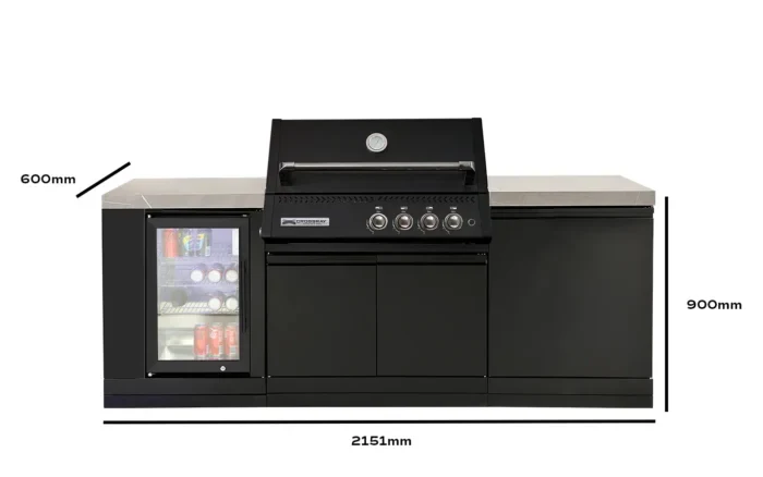 Crossray Xplor Compact Grey Outdoor Kitchen with Black 4 Burner BBQ - Image 8