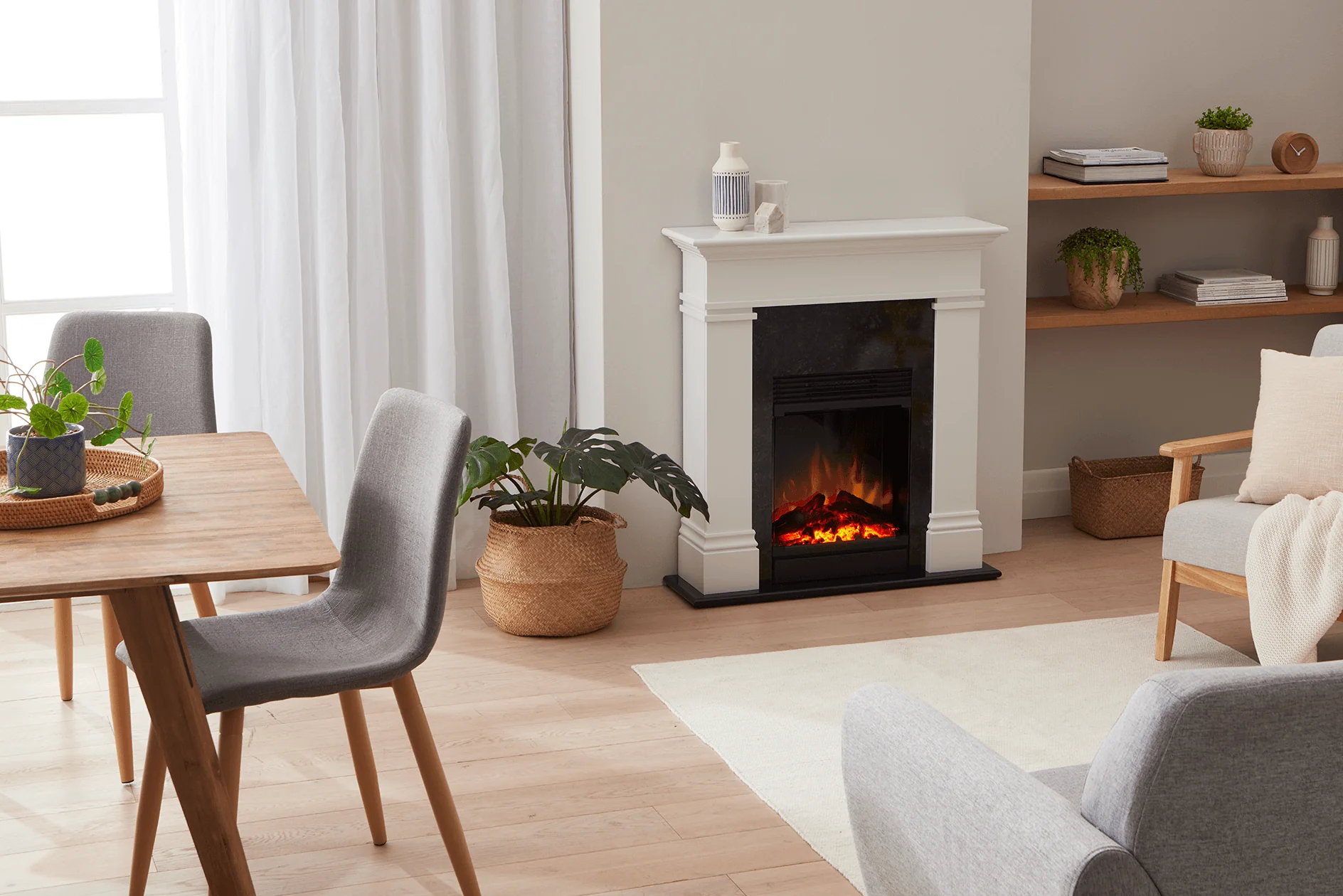 Dimplex 1.5kW Taylor Mini Suite with LED Firebox and White Finish - Image 3