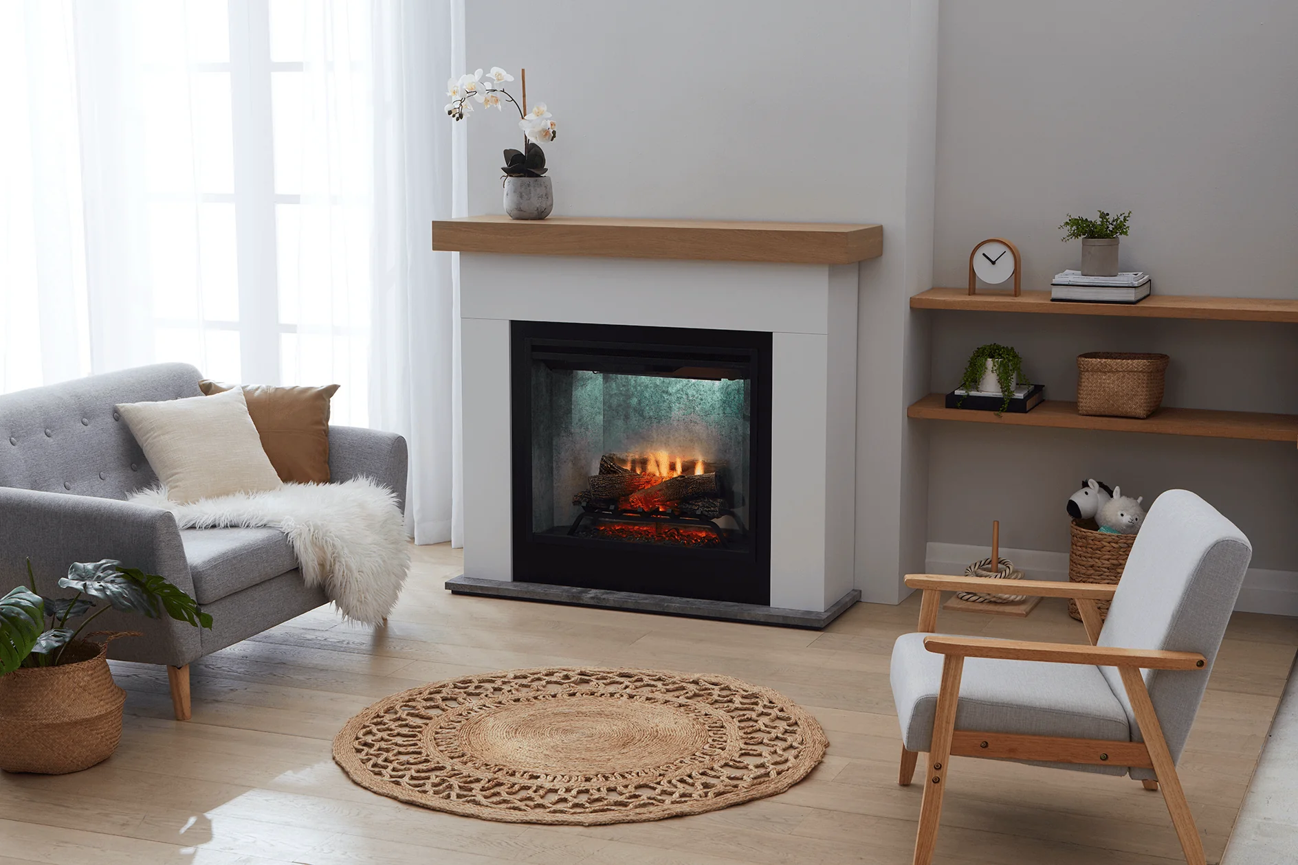 Dimplex 2kW Huxley Mantle with 30 Revillusion Firebox with Concrete Finish - Image 3