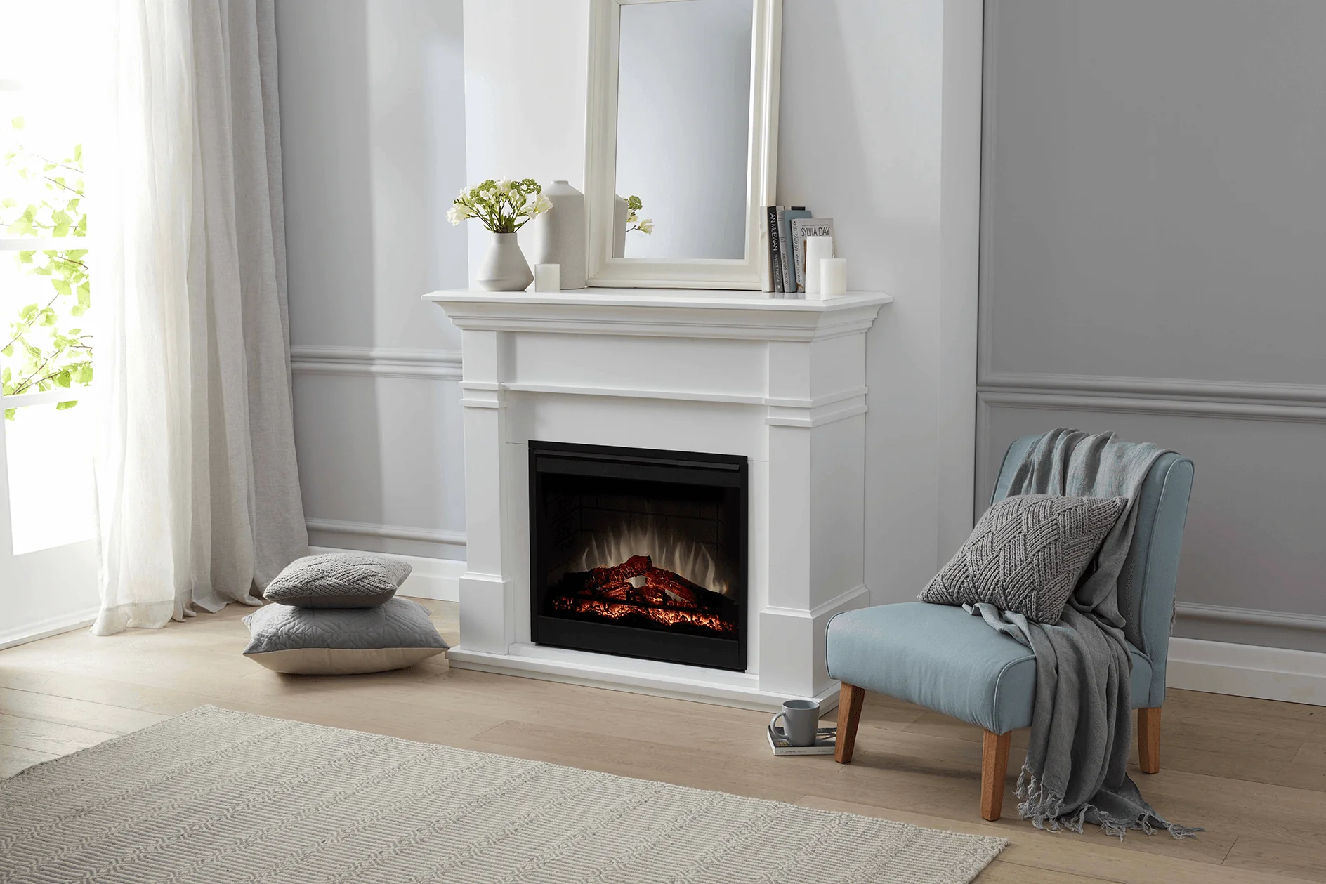 Dimplex Kenton 2kw White Mantle with LED Firebox - Image 3