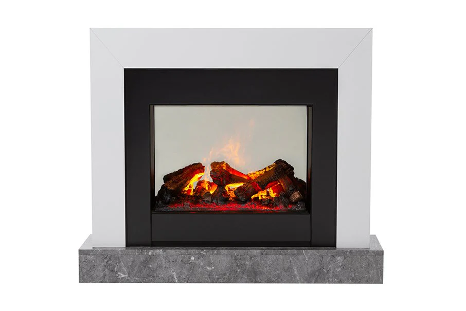 Dimplex 2Kw Ravel Optimyst 3D Electric Fire with Satin White & Black Finish with Concrete Base Effect - Image 2