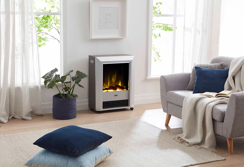 Dimplex Lee Silver 2kW Portable Electric Fire with Optiflame log effect - Image 3
