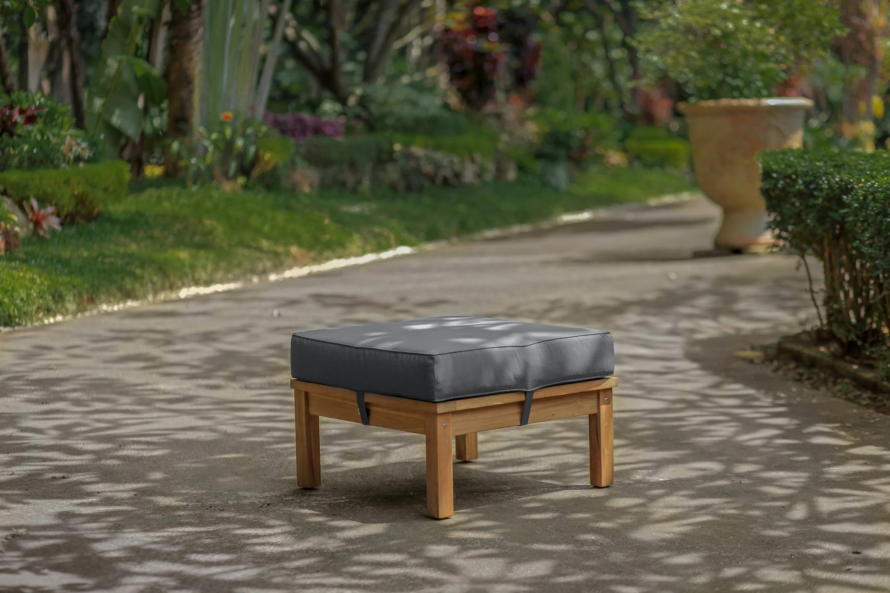 East India Lombok Ottoman with Cushion - Image 3