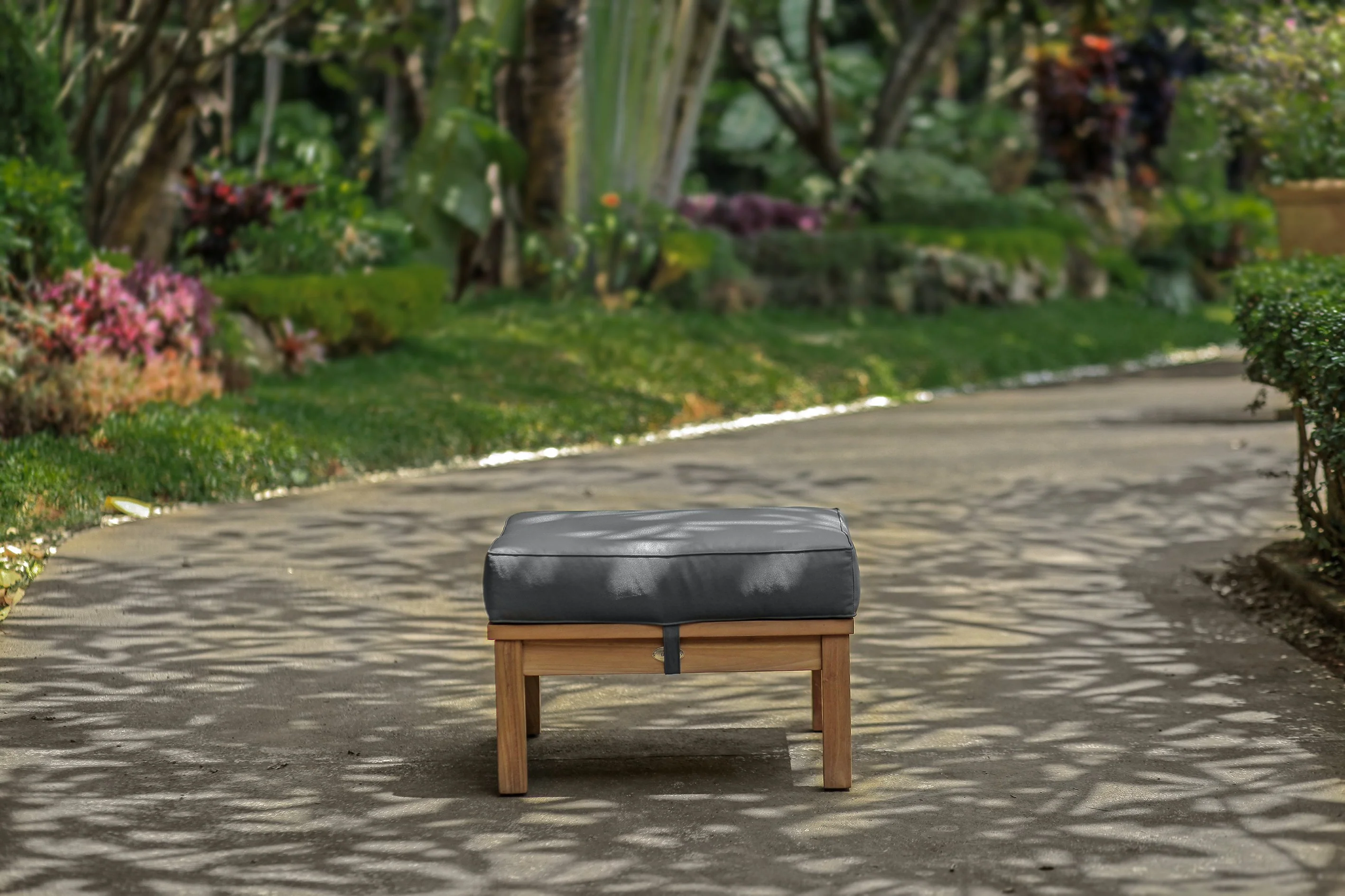 East India Lombok Ottoman with Cushion - Image 4