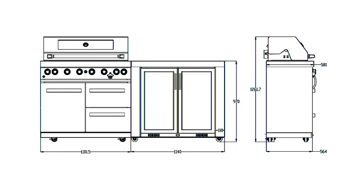 Everdure Neo Black Outdoor Kitchen With BBQ and Fridge (Option 1) - Image 13