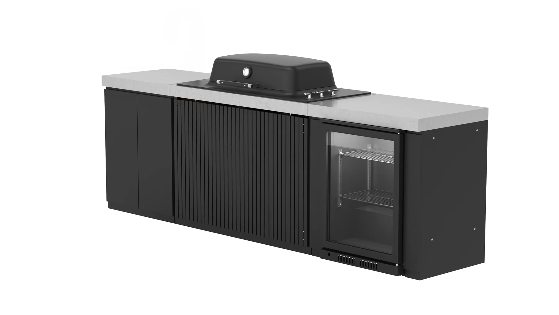 Everdure Seabreeze 3 Burner BBQ Black Modular Outdoor Kitchen with Double Door Storage & Beverage Cooler - Image 3