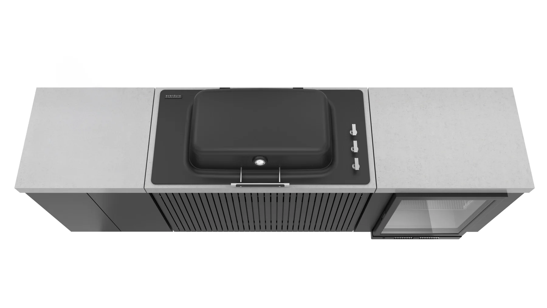 Everdure Seabreeze 3 Burner BBQ Black Modular Outdoor Kitchen with Double Door Storage & Beverage Cooler - Image 4