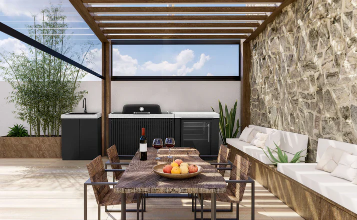 Everdure Seabreeze 3 Burner BBQ Black Modular Outdoor Kitchen with Sink & Beverage Cooler - Image 10