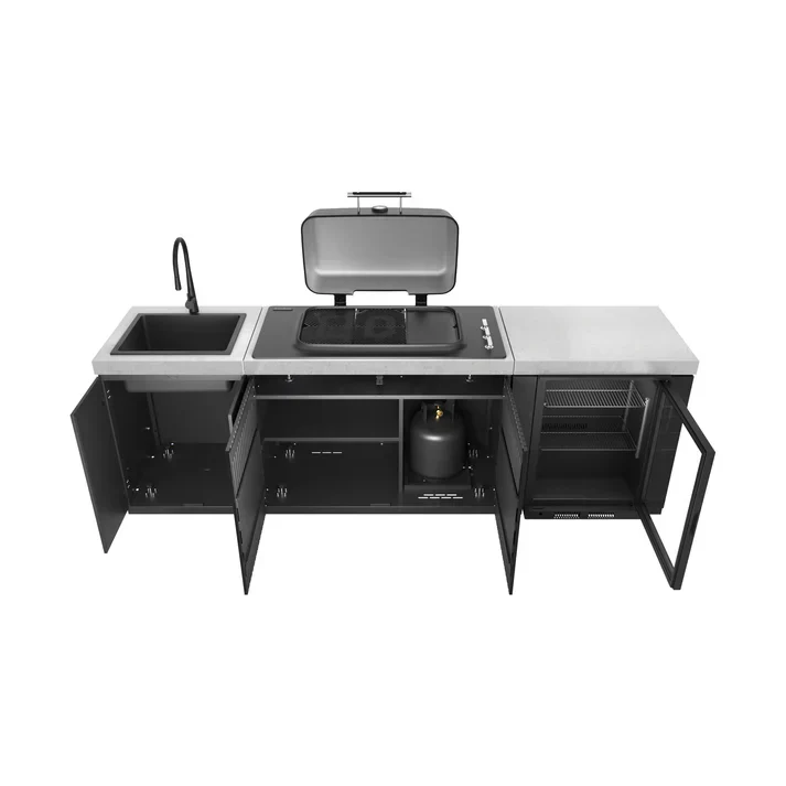Everdure Seabreeze 3 Burner BBQ Black Modular Outdoor Kitchen with Sink & Beverage Cooler - Image 3
