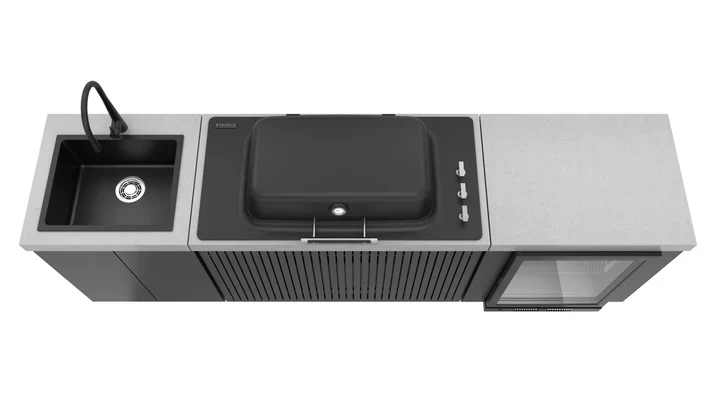 Everdure Seabreeze 3 Burner BBQ Black Modular Outdoor Kitchen with Sink & Beverage Cooler - Image 4