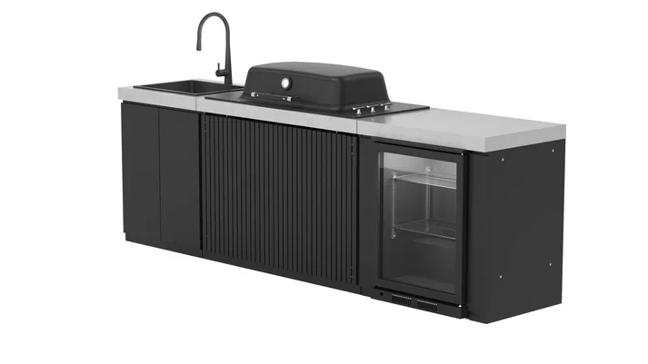Everdure Seabreeze 3 Burner BBQ Black Modular Outdoor Kitchen with Sink & Beverage Cooler - Image 5