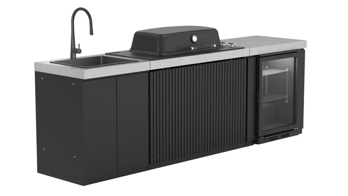 Everdure Seabreeze 3 Burner BBQ Black Modular Outdoor Kitchen with Sink & Beverage Cooler - Image 6