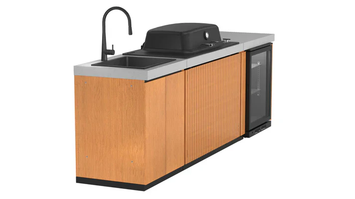 Everdure Seabreeze 3 Burner BBQ Timber Look Modular Outdoor Kitchen with Sink & Beverage Cooler - Image 8