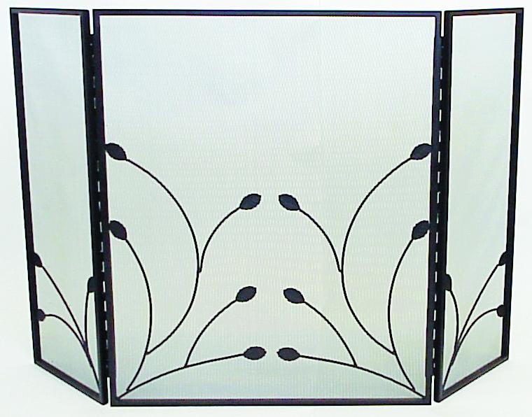 FireUp Three Fold Fire Screen with Leaf Design