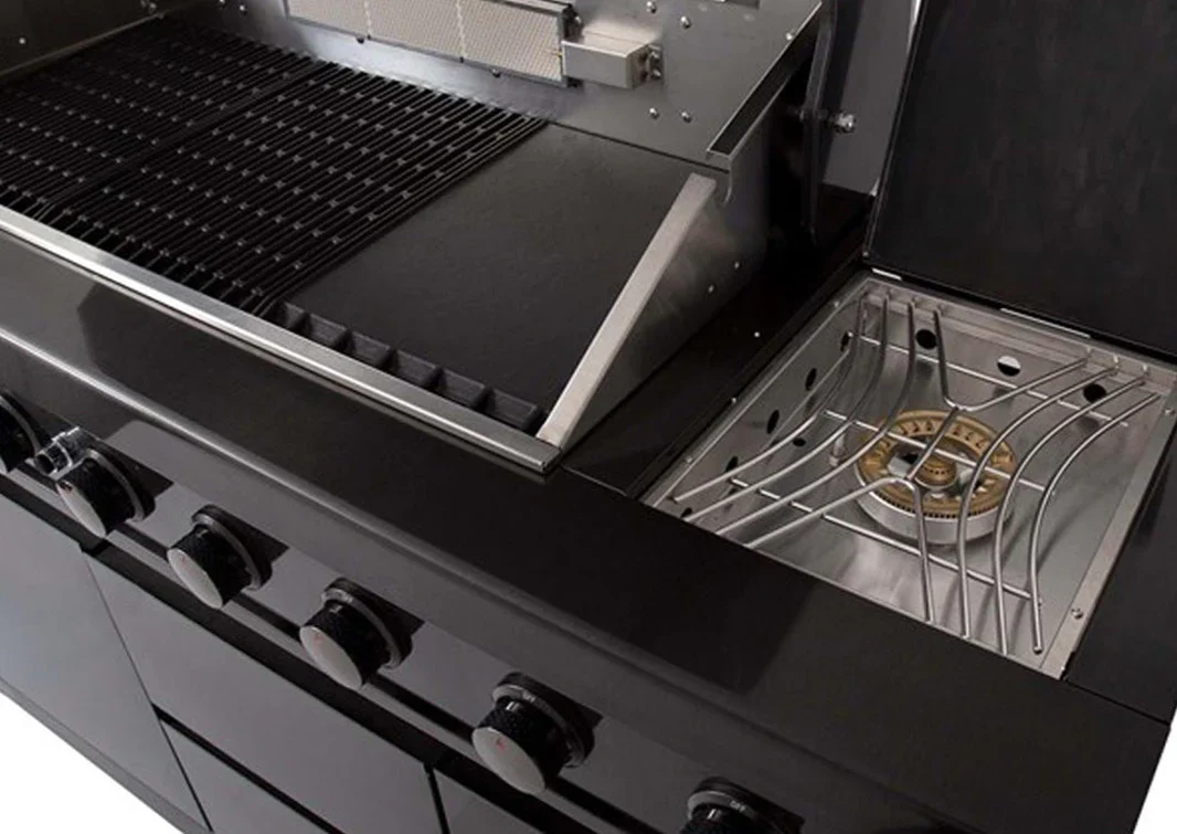Gasmate Nova MK2 Graphite Outdoor Kitchen with 6 Burner BBQ and Single Door Fridge + Top - Image 9