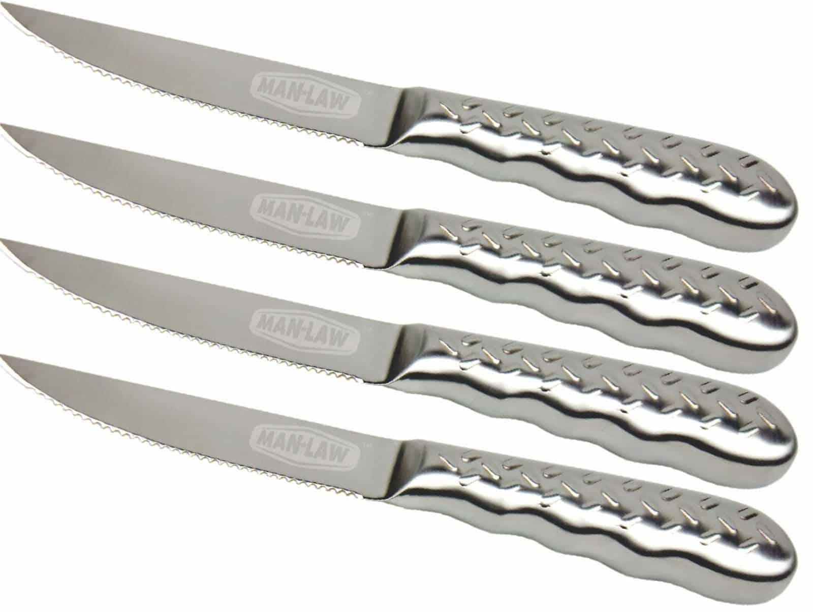 Man Law 4 Piece Checker Plate Steak Knife Set