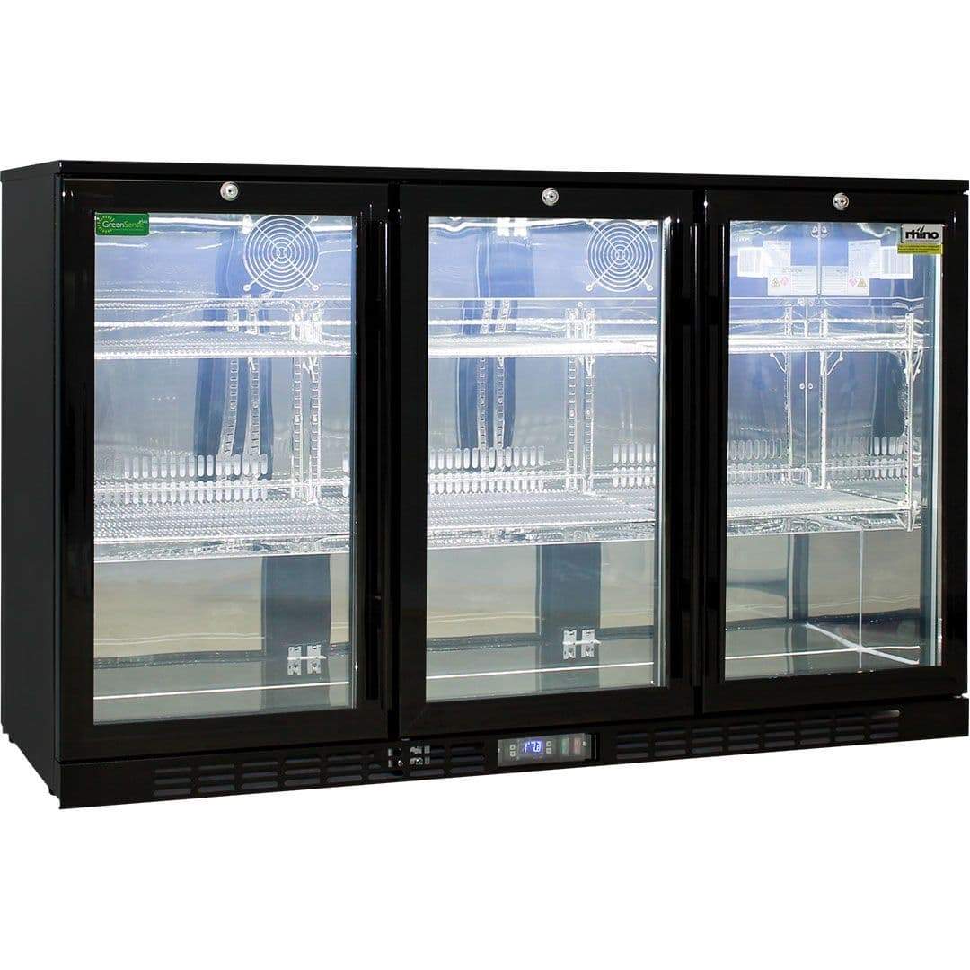 Rhino 330 Litre Commercial Glass 3 Door Bar Fridge - SG3H-B - Image 3