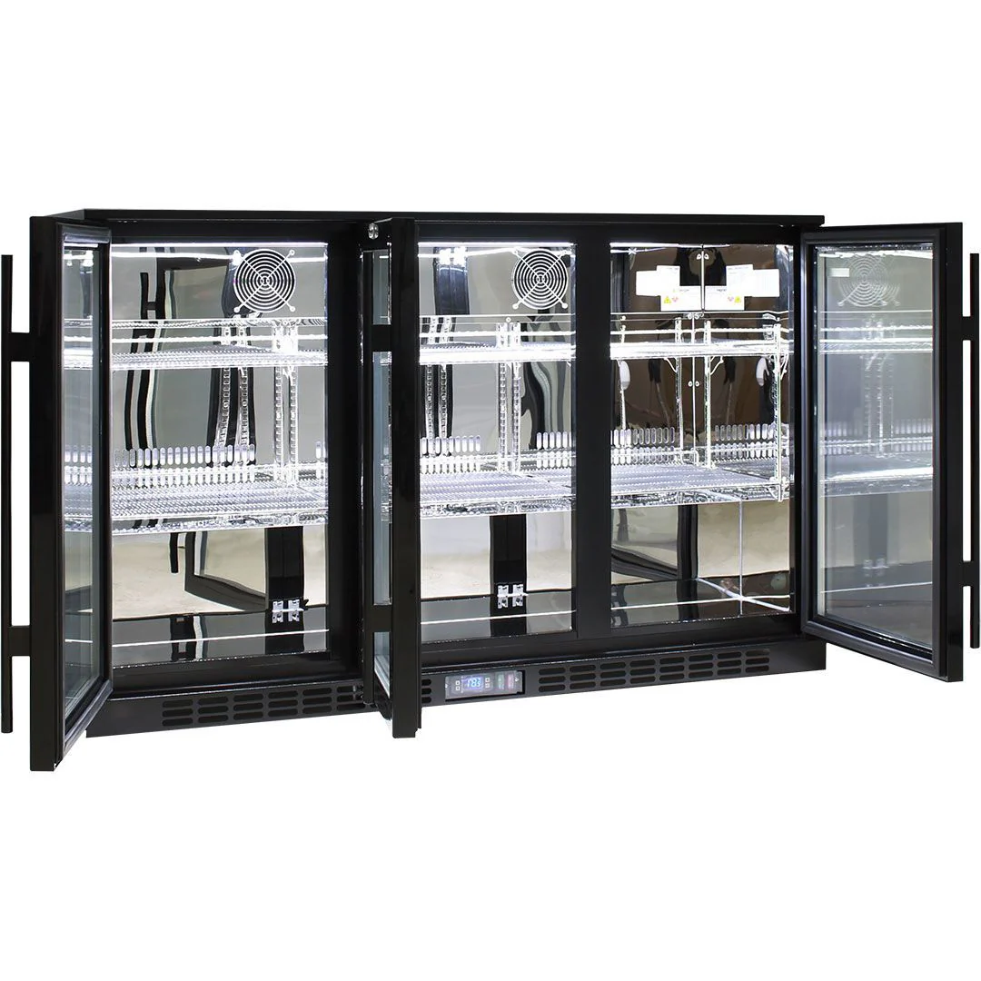 Rhino 330 Litre Commercial Glass 3 Door Bar Fridge - SG3H-B - Image 4