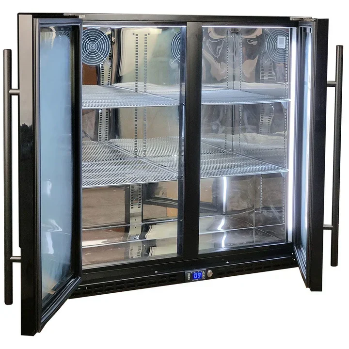 Schmick Black Quiet Running Front Venting Under Bench Triple Glazed 2 Door Bar Fridge Model SK245-B-HD - Image 2