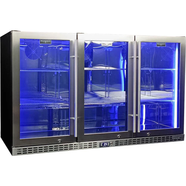 Schmick Quiet Glass 3 Door Stainless Steel Bar Fridge - SK386-SS - Image 2