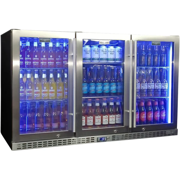 Schmick Quiet Glass 3 Door Stainless Steel Bar Fridge - SK386-SS - Image 3