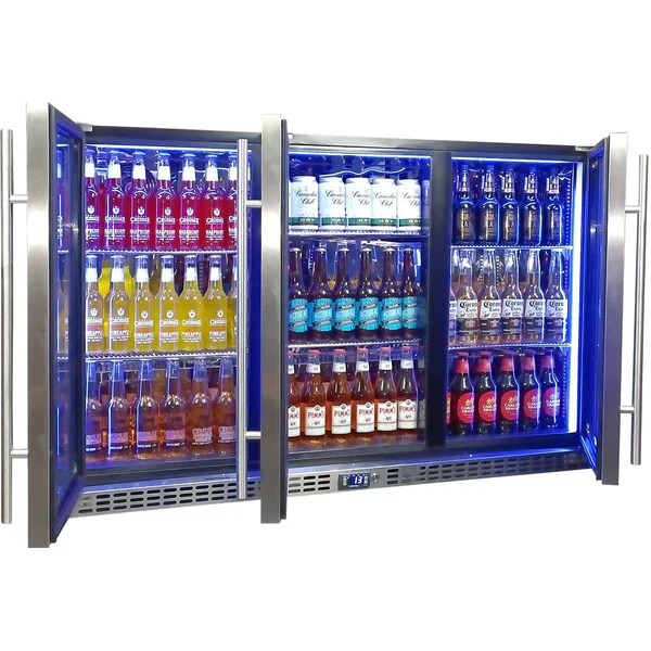Schmick Quiet Glass 3 Door Stainless Steel Bar Fridge - SK386-SS - Image 4