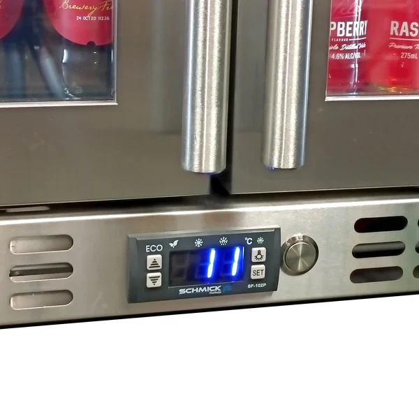 Schmick Twin Door Low Height Quiet Running Stainless Steel Heated Glass Door Bar Fridge - SK206-HD - Image 10
