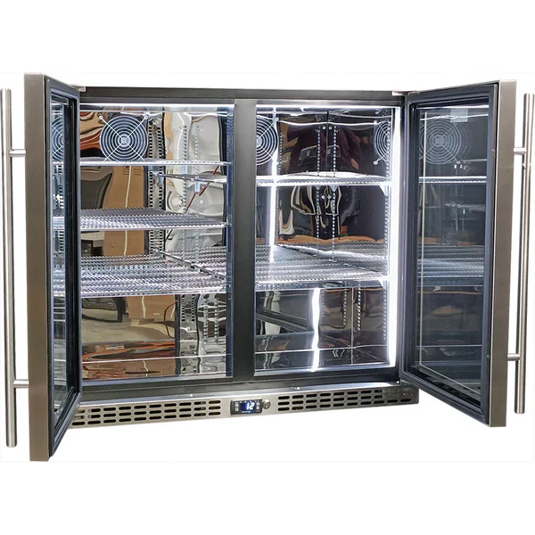Schmick Twin Door Low Height Quiet Running Stainless Steel Heated Glass Door Bar Fridge - SK206-HD - Image 5
