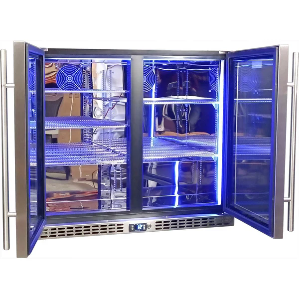 Schmick Twin Door Low Height Quiet Running Stainless Steel Heated Glass Door Bar Fridge - SK206-HD - Image 6