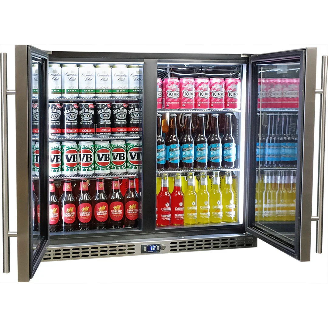 Schmick Twin Door Quiet Running Stainless Steel Solid Door Bar Fridge - Low Height - Model SK206-SD - Image 3