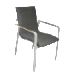 Shelta Diamond Sunbrella Padded Aluminium Dining Chair with Teak Armrests - Image 2