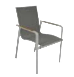 Shelta Diamond Textilene Sling Aluminium Dining Chair with Teak Armrest - Image 2